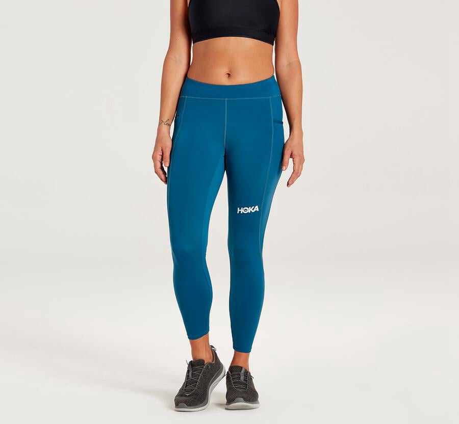 Pantalones Hoka One One Mujer Azules - Performance Crop Tight - AUXC08136